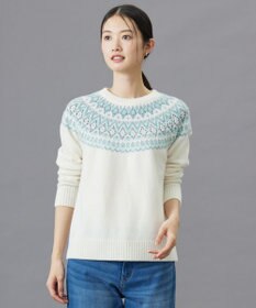 J.PRESS LADIES 【WEB限定カラーあり・洗える】FAIR ISLE ラウンドネック ニット