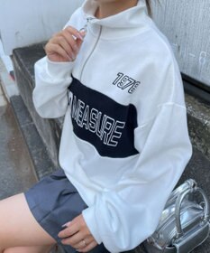 WEGO グラフィックハーフジップビッグスウェット