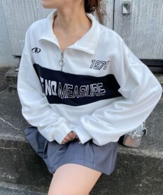 WEGO グラフィックハーフジップビッグスウェット