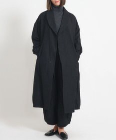 muuc 〈軽やかな尾州産リネンウール〉ショールカラーコート　ロングシーズン 秋冬春 ゆったりシルエット セットアップ可能