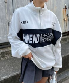 WEGO グラフィックハーフジップビッグスウェット