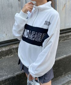 WEGO グラフィックハーフジップビッグスウェット