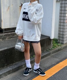 WEGO グラフィックハーフジップビッグスウェット