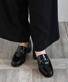 APOM イタリアンレザー ブロックヒールビットローファー45