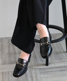 APOM イタリアンレザー ブロックヒールビットローファー45