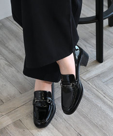 APOM イタリアンレザー ブロックヒールビットローファー45