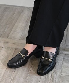 APOM イタリアンレザー ブロックヒールビットローファー45