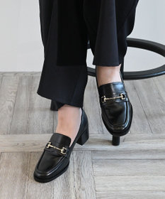 APOM イタリアンレザー ブロックヒールビットローファー45