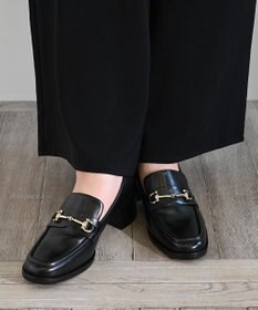 APOM イタリアンレザー ブロックヒールビットローファー45