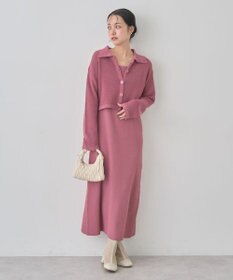 earth music&ecology ＳＥＴ２点襟付きカーディガン＋ニットワンピース