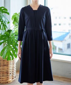 Tiaclasse 【ダブルクロス・洗える】 ナローVネックワンピース