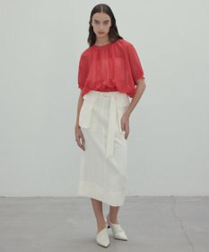 BEIGE， 【洗える】BERNARD / リネンワイドポケット付きラップベルト