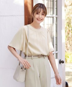 Tiaclasse 【洗える】5分丈フレアスリーブブラウス