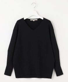 自由区 L 【洗える/セット可】レーヨンポリエステルスムース Vネックニット