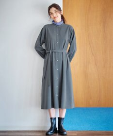 ANY 【洗濯機可能/ストレッチ】ウールライク前開きワンピース