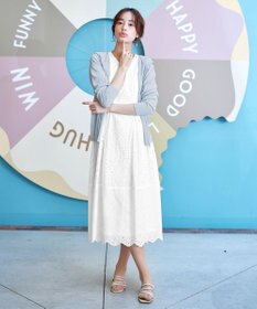 Tiaclasse 【洗える】パンチングレーススカラップワンピース