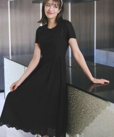 Tiaclasse 【洗える】パンチングレーススカラップワンピース