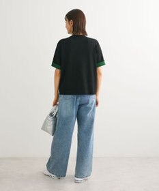 Green Parks 袖裏配色５分袖ニットプルオーバー