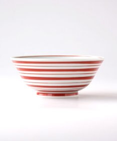 たち吉 【たち吉】おてがる丼ボーダー赤〈１個〉波佐見焼