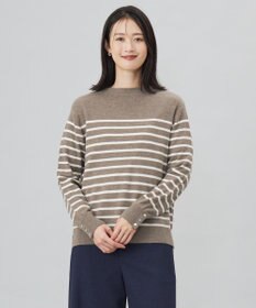J.PRESS LADIES S 【洗える】SOFT TOUCH WOOL 立ち襟 ボーダー ニット