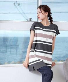 Tiaclasse 【新色追加・洗える】マルチボーダーフレンチニットチュニック