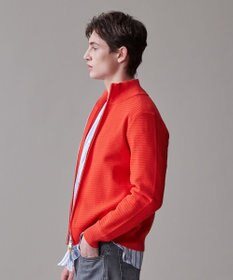 J.PRESS MEN ハイツイストヘリンボン フルジップカーディガン オレンジ系