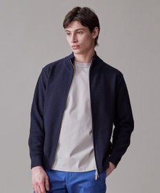 J.PRESS MEN ハイツイストヘリンボン フルジップカーディガン ネイビー系