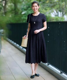 Tiaclasse 【洗える】パンチングレーススカラップワンピース