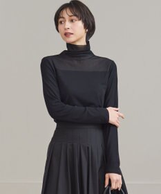 23区 L 【洗える】チュールフライス シアーハイネック カットソー