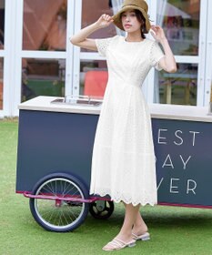 Tiaclasse 【洗える】パンチングレーススカラップワンピース