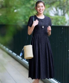 Tiaclasse 【洗える】パンチングレーススカラップワンピース