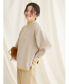 CRAFT STANDARD BOUTIQUE 洗えるモールニット配色プルオーバー