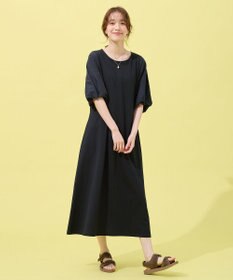 ANY 異素材コンビ ボリュームスリーブワンピース