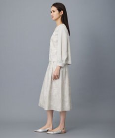 自由区 L 【カタログ掲載・セットアップ対応】フラワーオパールプリントブロッキング ブラウス