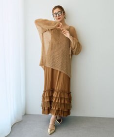 YECCA VECCA 袖シャーリングシアーニット