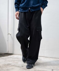 WEGO 【ユニセックス着用ITEM/ウエストゴム/MLサイズ展開】ワイドスウェットカーゴパンツ