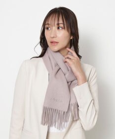 MOONBAT FURLA(フルラ）カシミヤ100％ 無地 マフラー ロゴ刺繍 手洗いOK