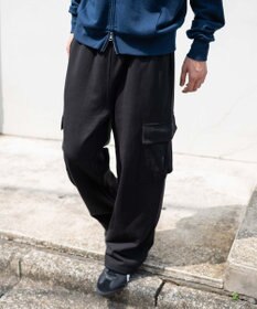 WEGO 【ユニセックス着用ITEM/ウエストゴム/MLサイズ展開】ワイドスウェットカーゴパンツ