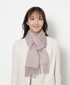 MOONBAT FURLA(フルラ）カシミヤ100％ 無地 マフラー ロゴ刺繍 手洗いOK
