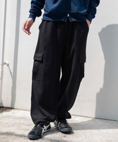 WEGO 【ユニセックス着用ITEM/ウエストゴム/MLサイズ展開】ワイドスウェットカーゴパンツ