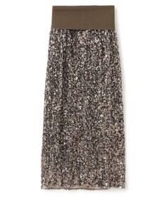 BEIGE， 【洗える】ALYSSUME / スパンコールストレッチニットスカート