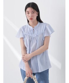 earth music&ecology ギャザーフレンチスリーブブラウス