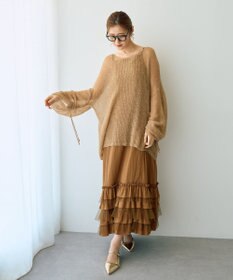 YECCA VECCA 袖シャーリングシアーニット