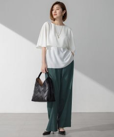 23区 【洗える】リネンレーヨンストレッチ ドロスト ワイド パンツ