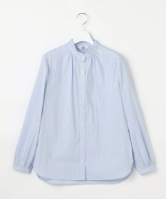 J.PRESS LADIES L BEZコットンナイロン ストライプ フリル襟 ブラウス