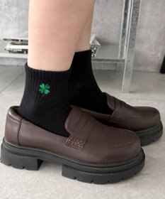 WEGO 刺繍アンクルパイルソックス