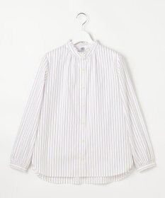 J.PRESS LADIES L BEZコットンナイロン ストライプ フリル襟 ブラウス
