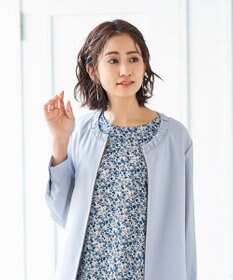 Tiaclasse 【洗える】大人可愛い衿ギャザーミディアムコート