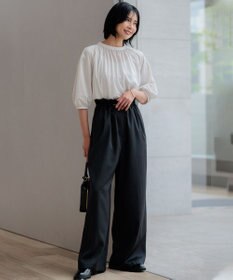 23区 S 【接触冷感/洗える】ヴィンテージソフトサテン サスペンダー パンツ