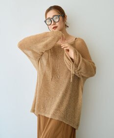 YECCA VECCA 袖シャーリングシアーニット